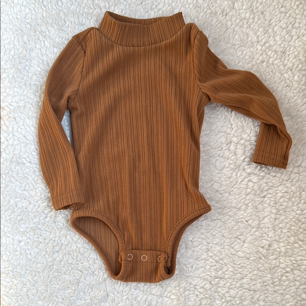 Brown Ribbed Kids One Piece